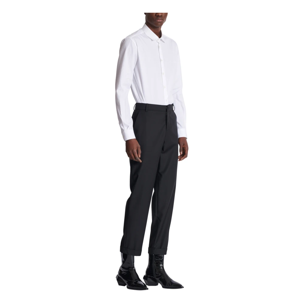 Balmain Dubbele wol crêpe broek Black Heren