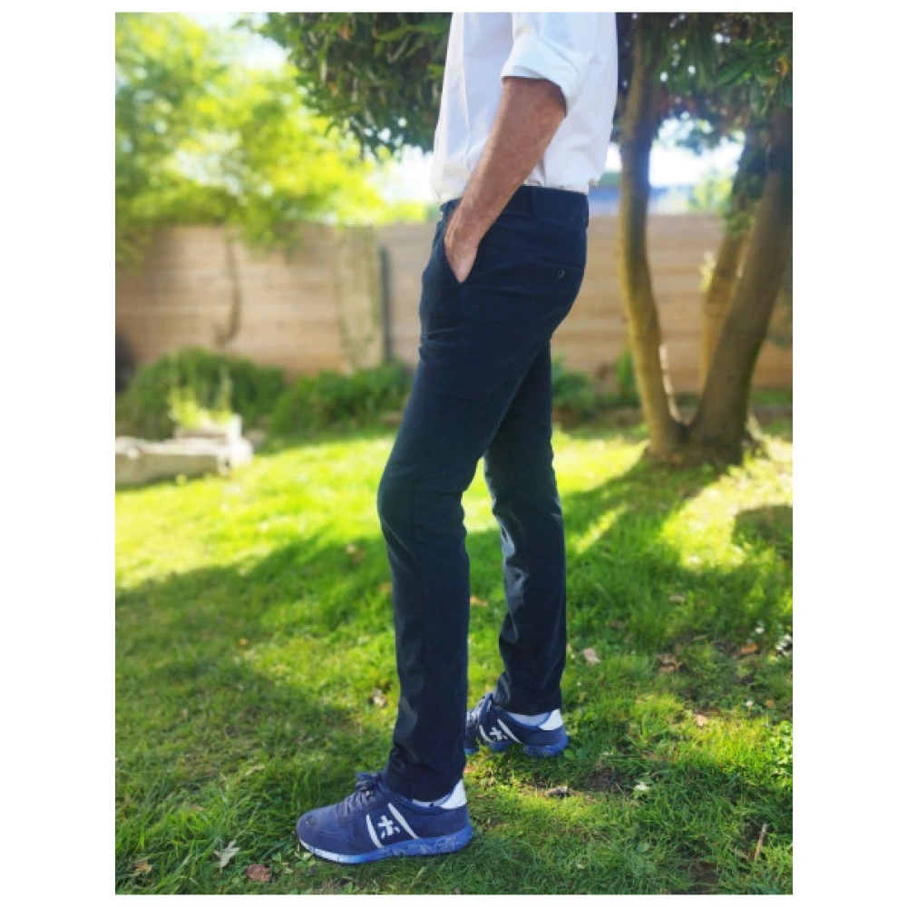 Mason's Slim Fit Corduroy Chino Broek Blue Heren