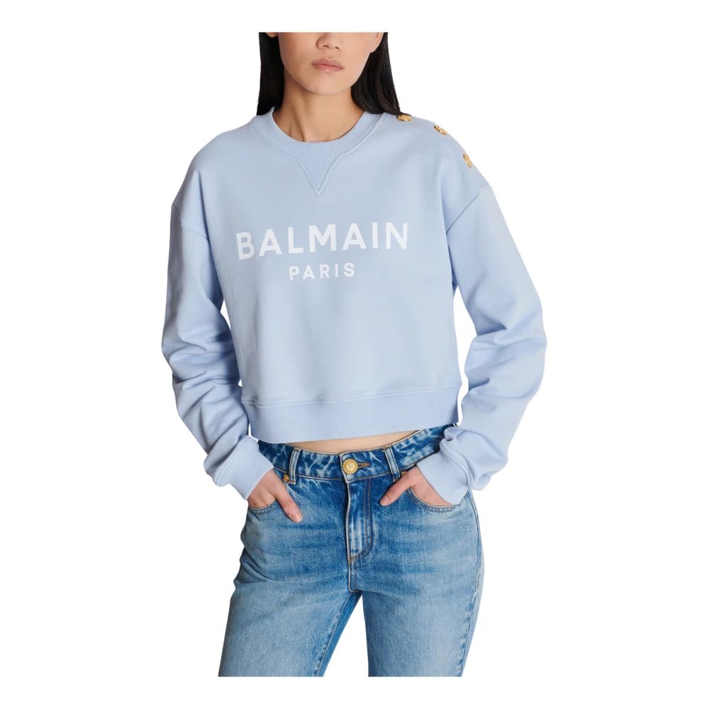 Balmain Gedrukte Parijse sweatshirt Blue Dames