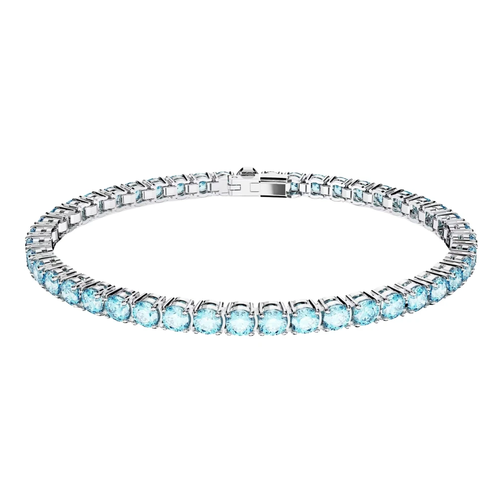 Swarovski Matrix Tennis Armband, Rundschliff, Rhodiniert Blau Extra Groß - Bild 4