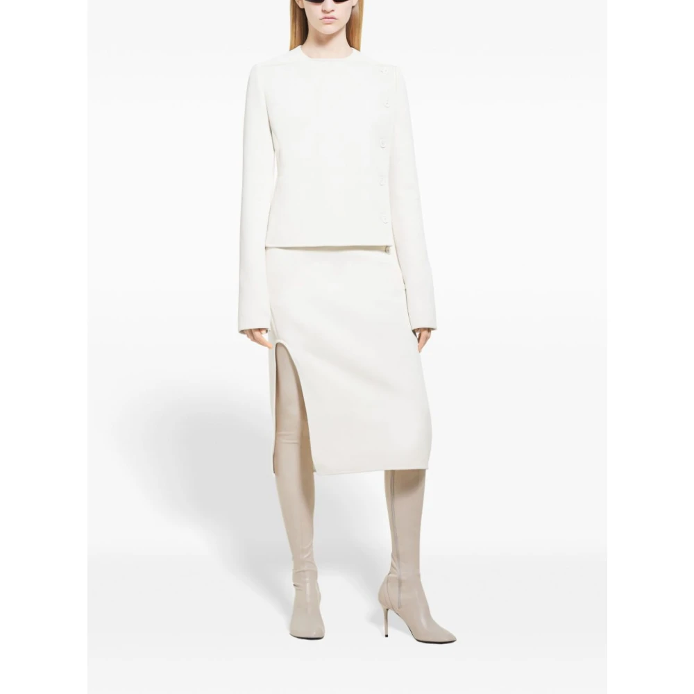 Courrèges Crepe Lange Midi Rok White Dames