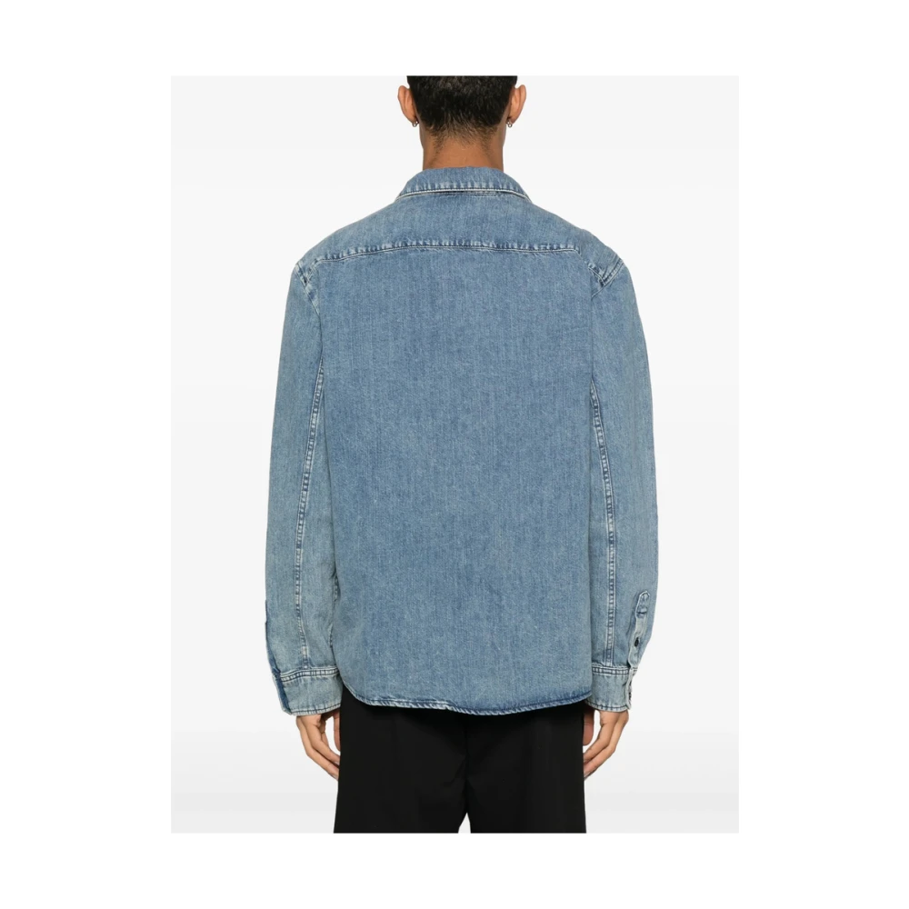 7 For All Mankind Indigo Blauwe Knoop-Front Shirt Blue Heren