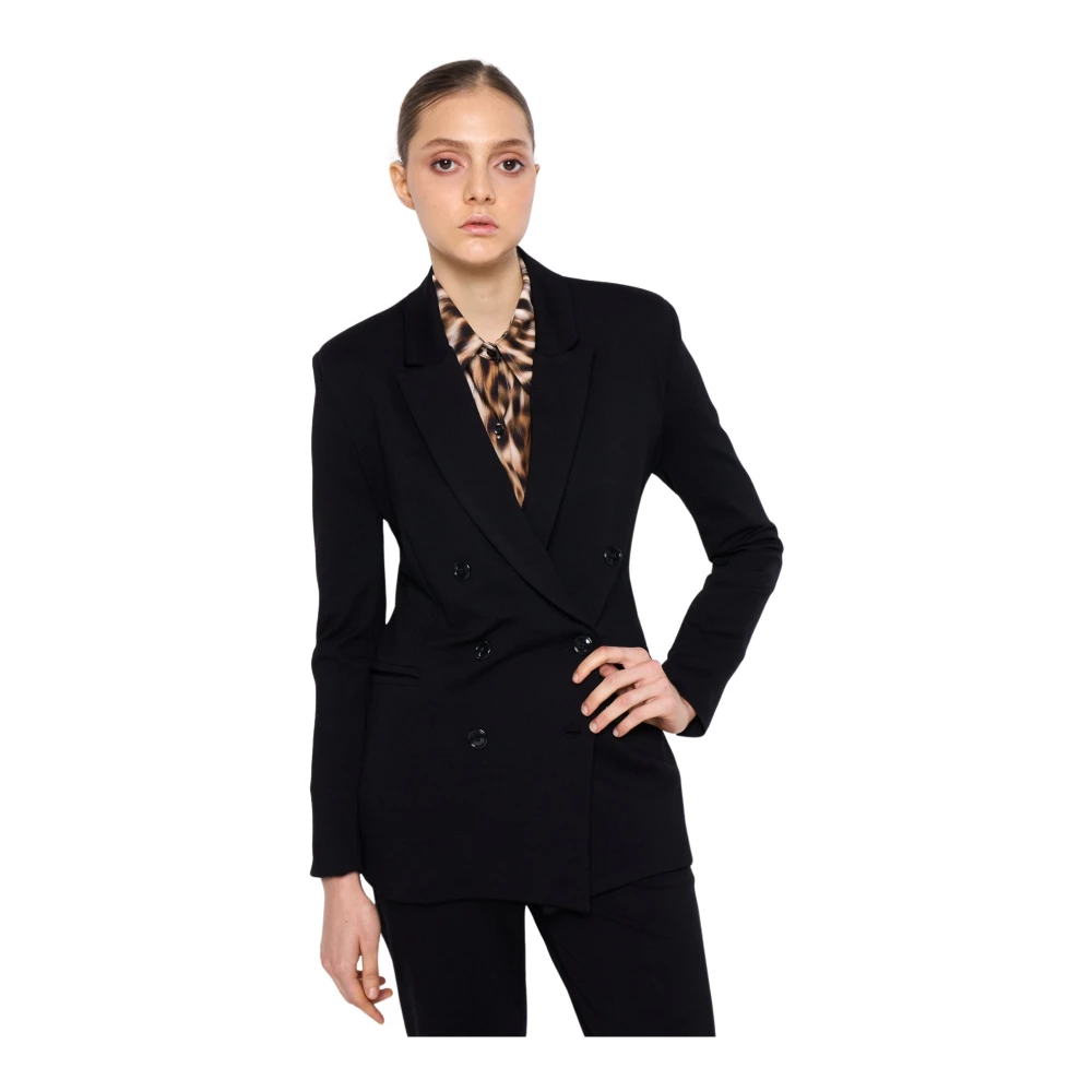 Silvian Heach Getailleerde dubbelrijige blazer klassieke revers Black Dames