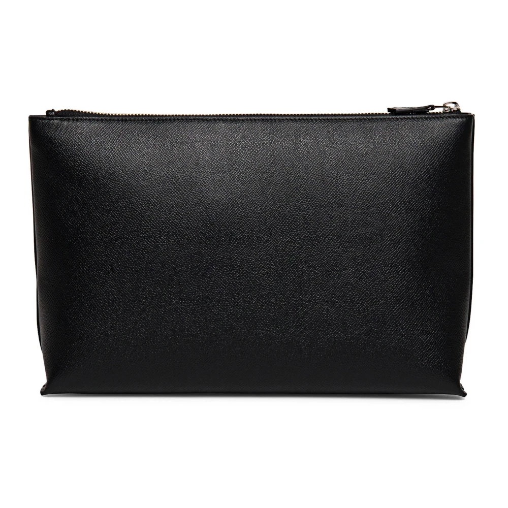 Santoni Embossed rechthoekige zwarte leren pouch Black Dames