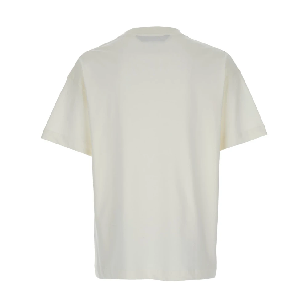 Palm Angels Wit Logo Print Crewneck T-Shirt White Heren