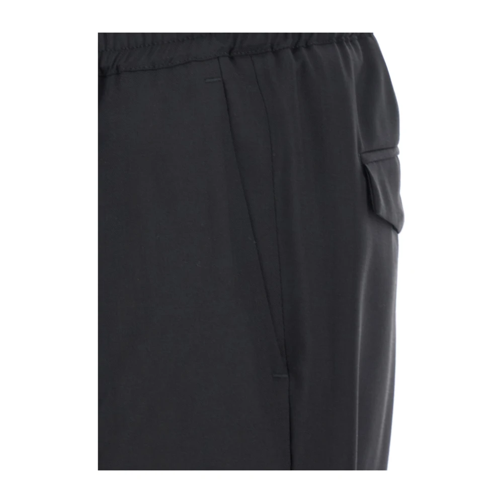 Low Brand Zwarte wollen broek met elastische taille Black Heren