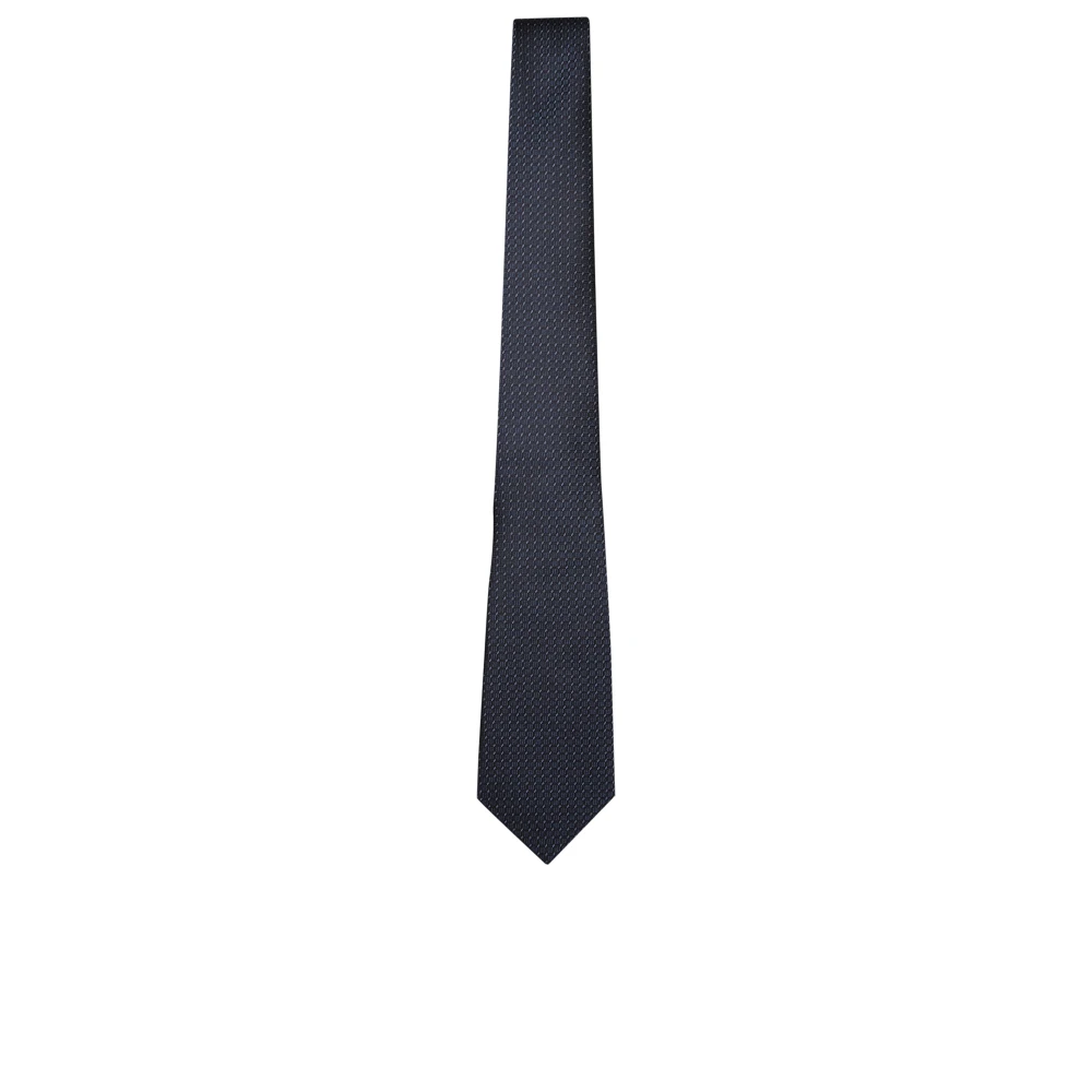 Canali Blauwe Zijden Stropdas met Geometrisch Patroon Blue Heren