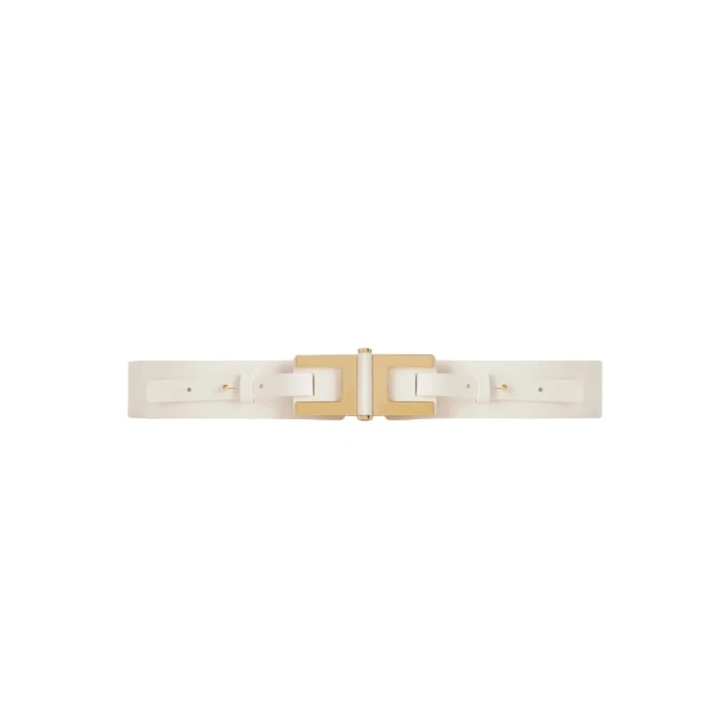 Elisabetta Franchi Beige Belts, Female, L, Leather Belt With Logo Detail