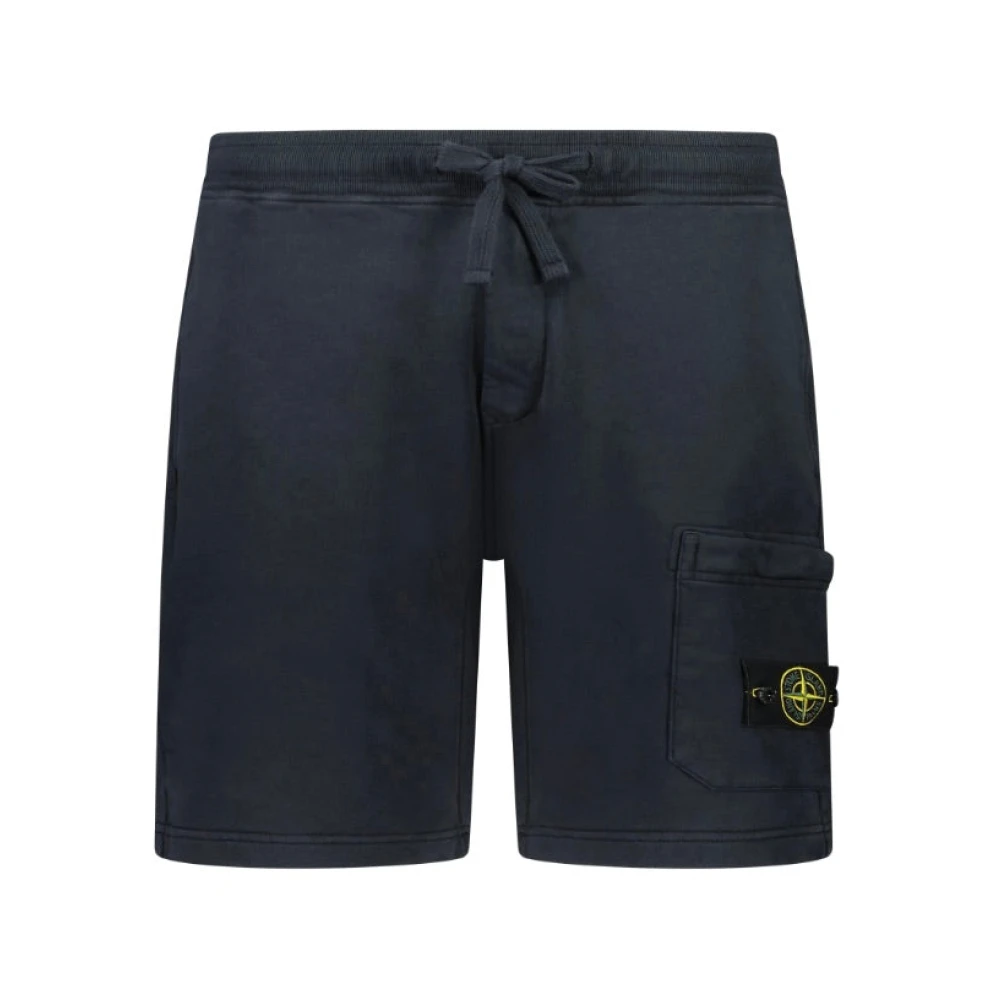 Stone Island Navy Blue Felpa Bermuda Shorts Blue Heren