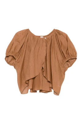 Ruffled Sleeve Linen Blouse