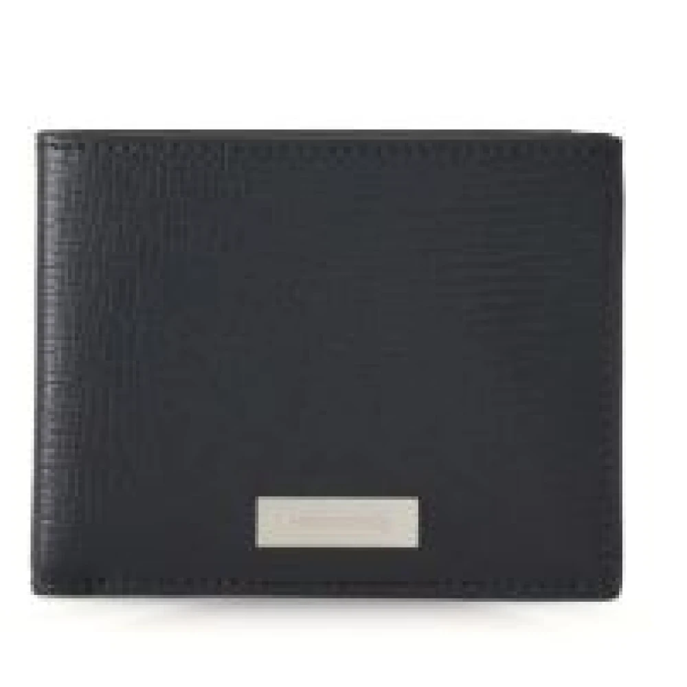 Salvatore Ferragamo Zwarte portemonnee van geperst leer met vakjes voor creditcards en bankbiljetten Black Heren