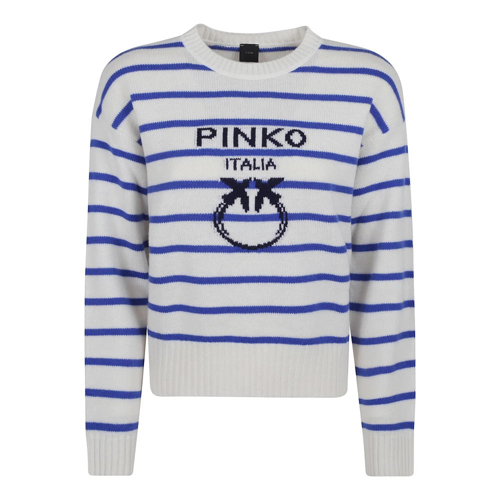 pinko Witte Wollen Trui met Geribbelde Details White Dames