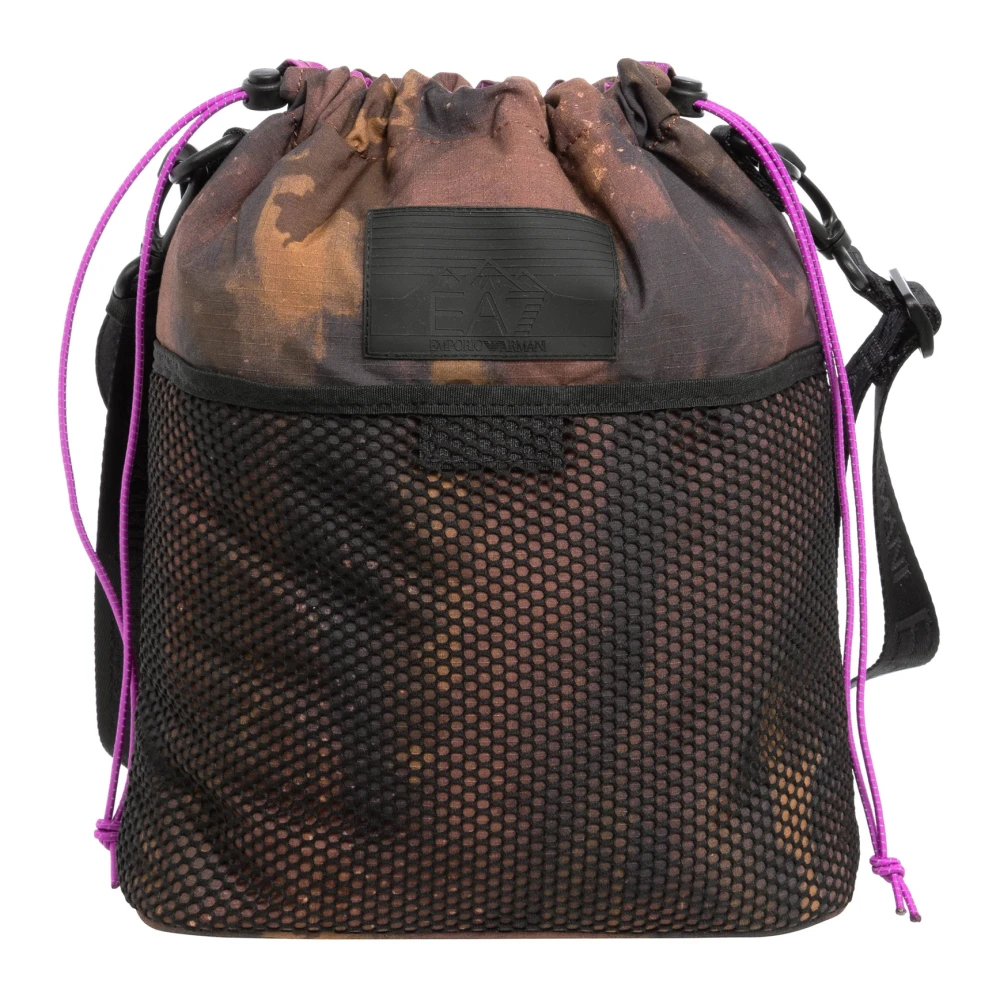 Emporio Armani Ea7 Women's Brown Camouflage Crossbody Bag With Drawstring Closure