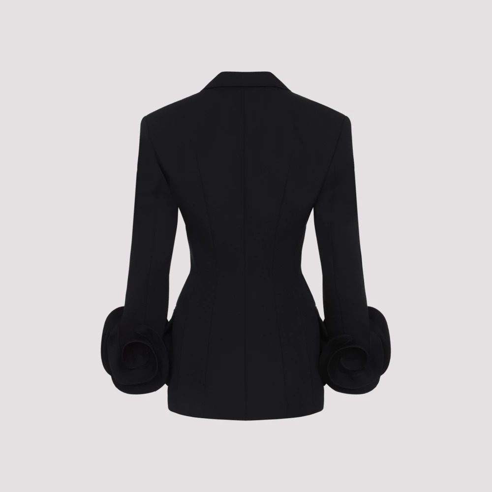Valentino Elegante Zwarte Wollen Jas Black Dames