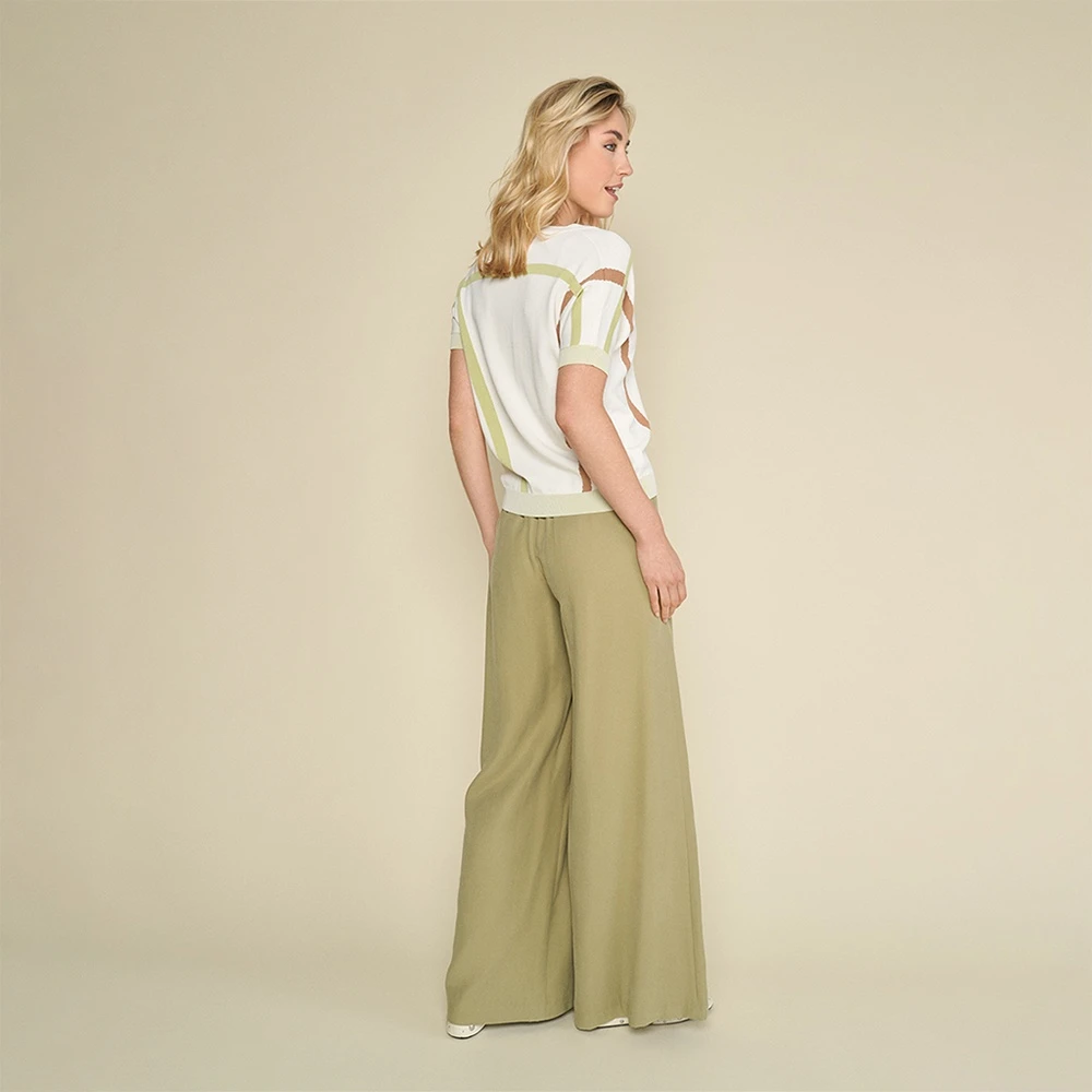 Marie Méro Groene Wijde Pijp Flowing Broek Green Dames