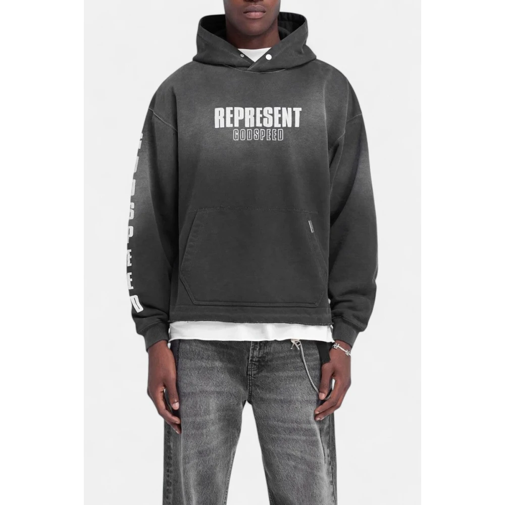 Represent Hoodie met gebarsten print Gray Heren