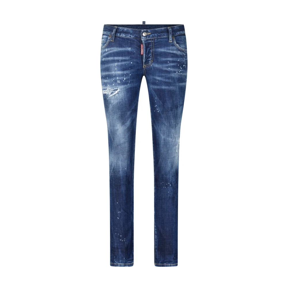 Dsquared2 Slim Fit Gebruikte Look Jeans Blue Dames