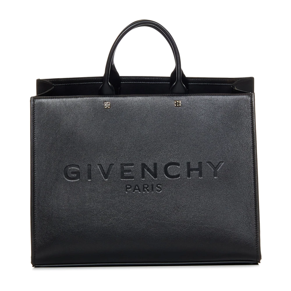 Givenchy Zwarte Leren Tote Tas met 4G Details Black Dames