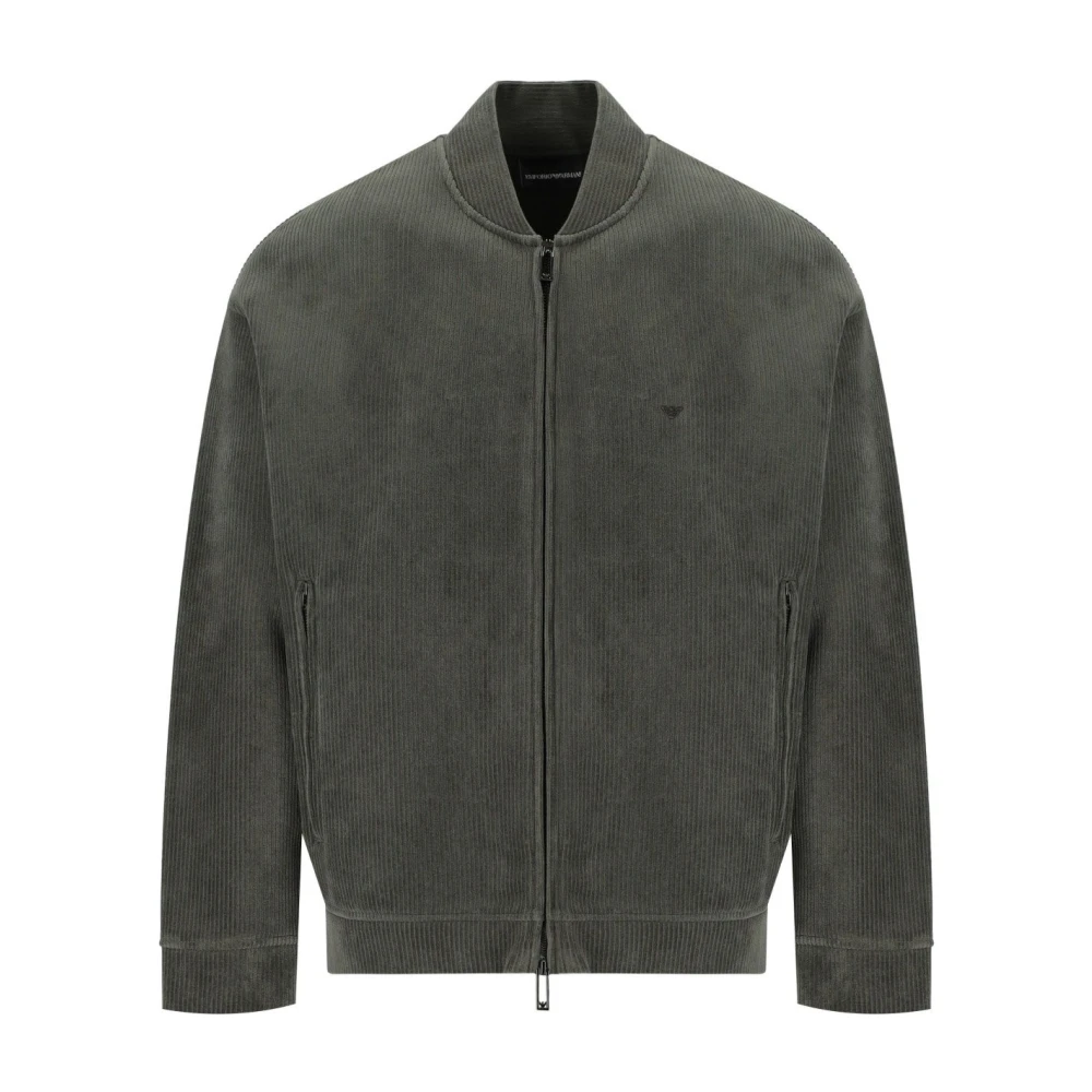 Emporio Armani Groene Geribbelde Bomberjack Green Heren