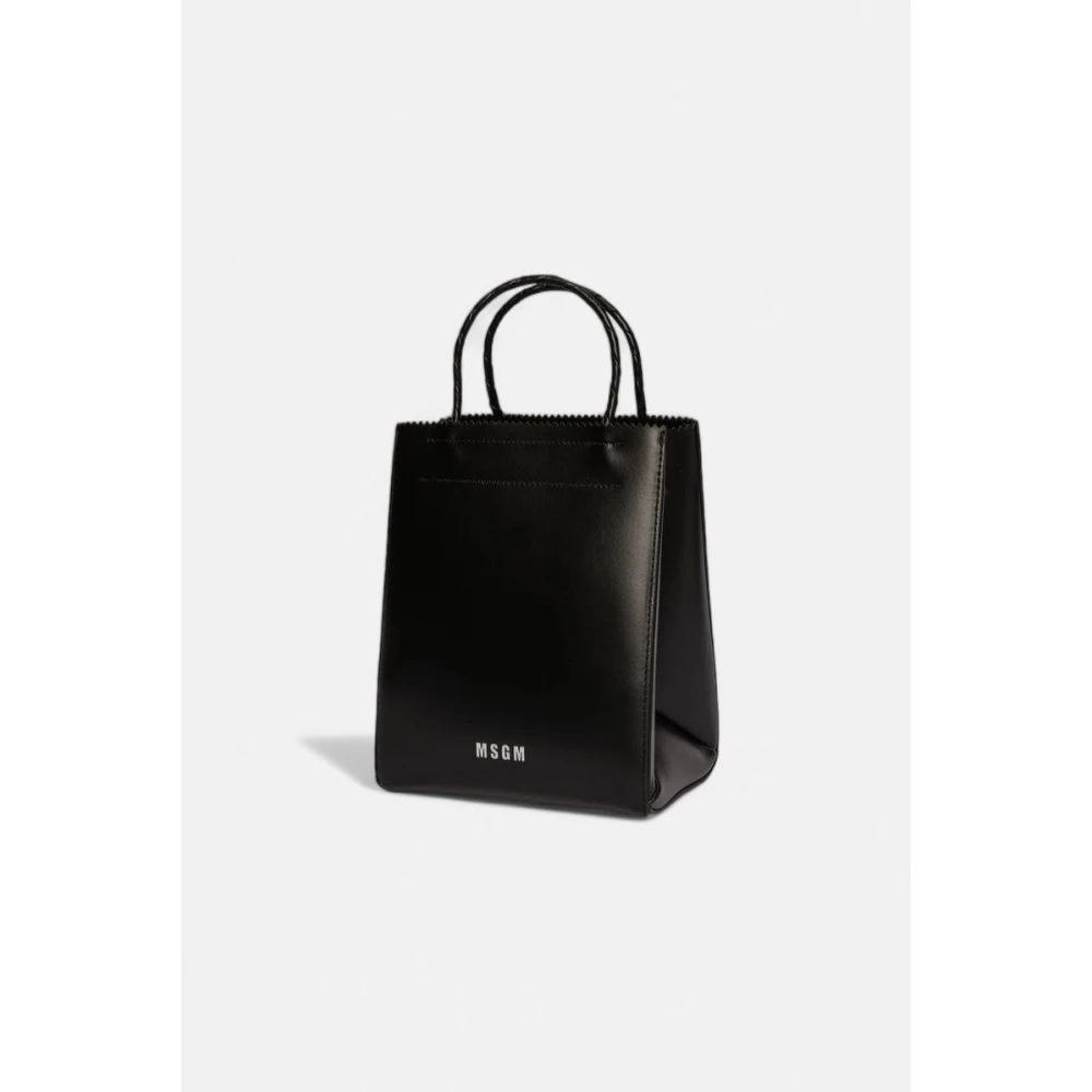 Msgm Kleine leren tote tas Black Dames