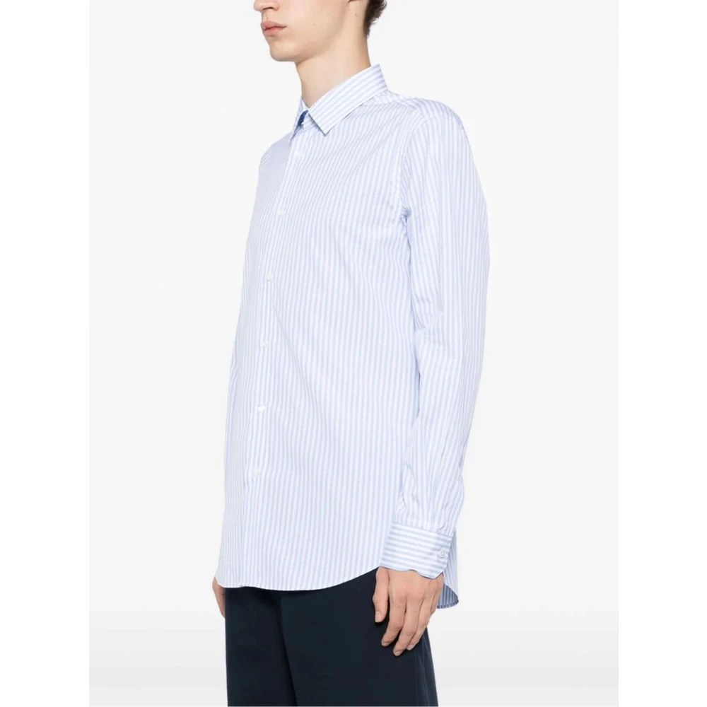 Paul Smith Blauw Gestreept Op Maat Gemaakt Katoenen Overhemd Blue Heren
