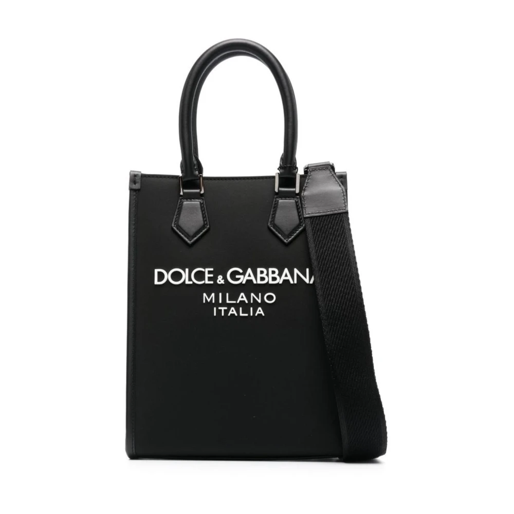 Dolce & Gabbana Men's Black Logo Print Tote Bag - Shopping Bags - One Size - Bags
