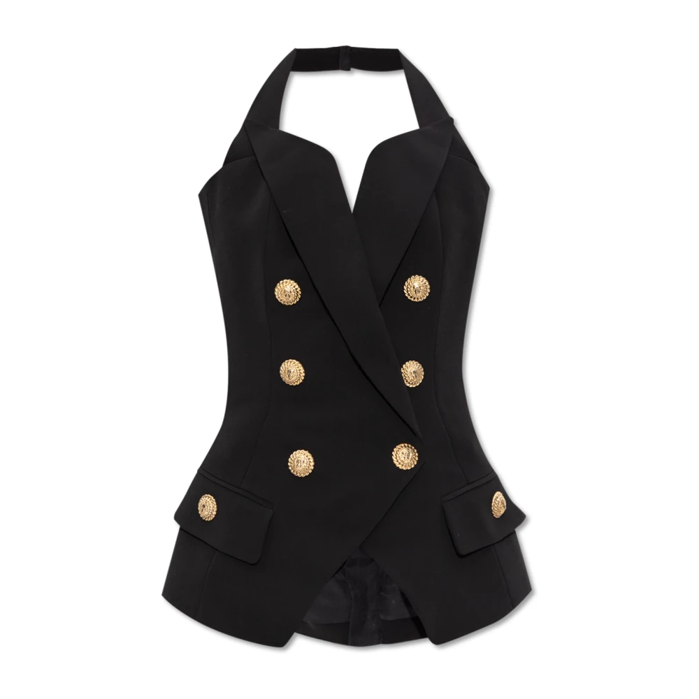 Balmain Vest met decoratieve knopen Black Dames