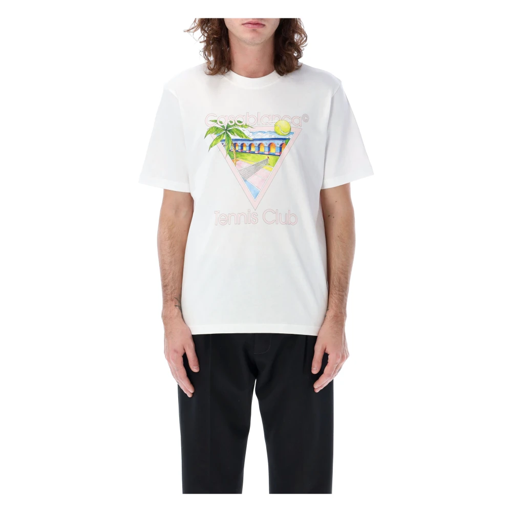 Casablanca Tennis Club T-Shirt Wit White Heren