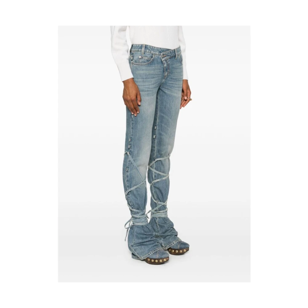 alexander mcqueen Lichtblauwe Denim Jeans met Banddetail Blue Dames