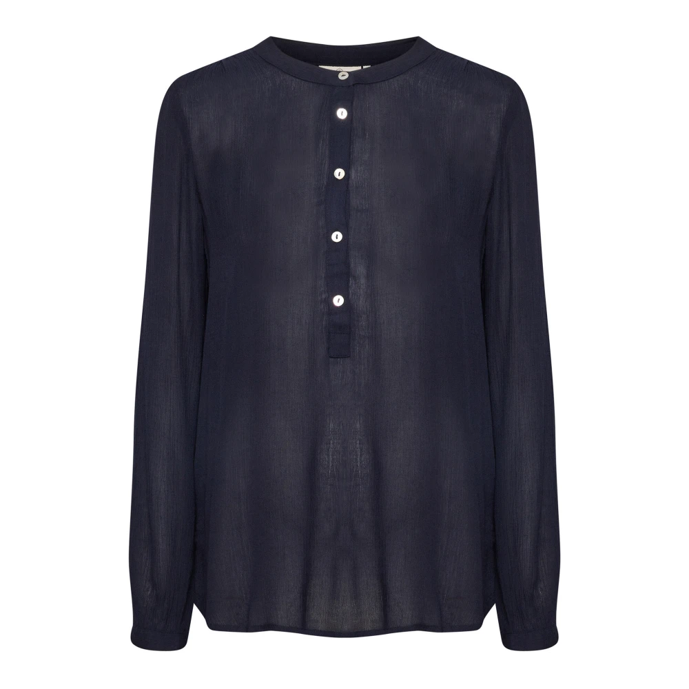Kaffe, Blouses, female, Blue, L, Midnight Marine Puff Sleeve Blouse