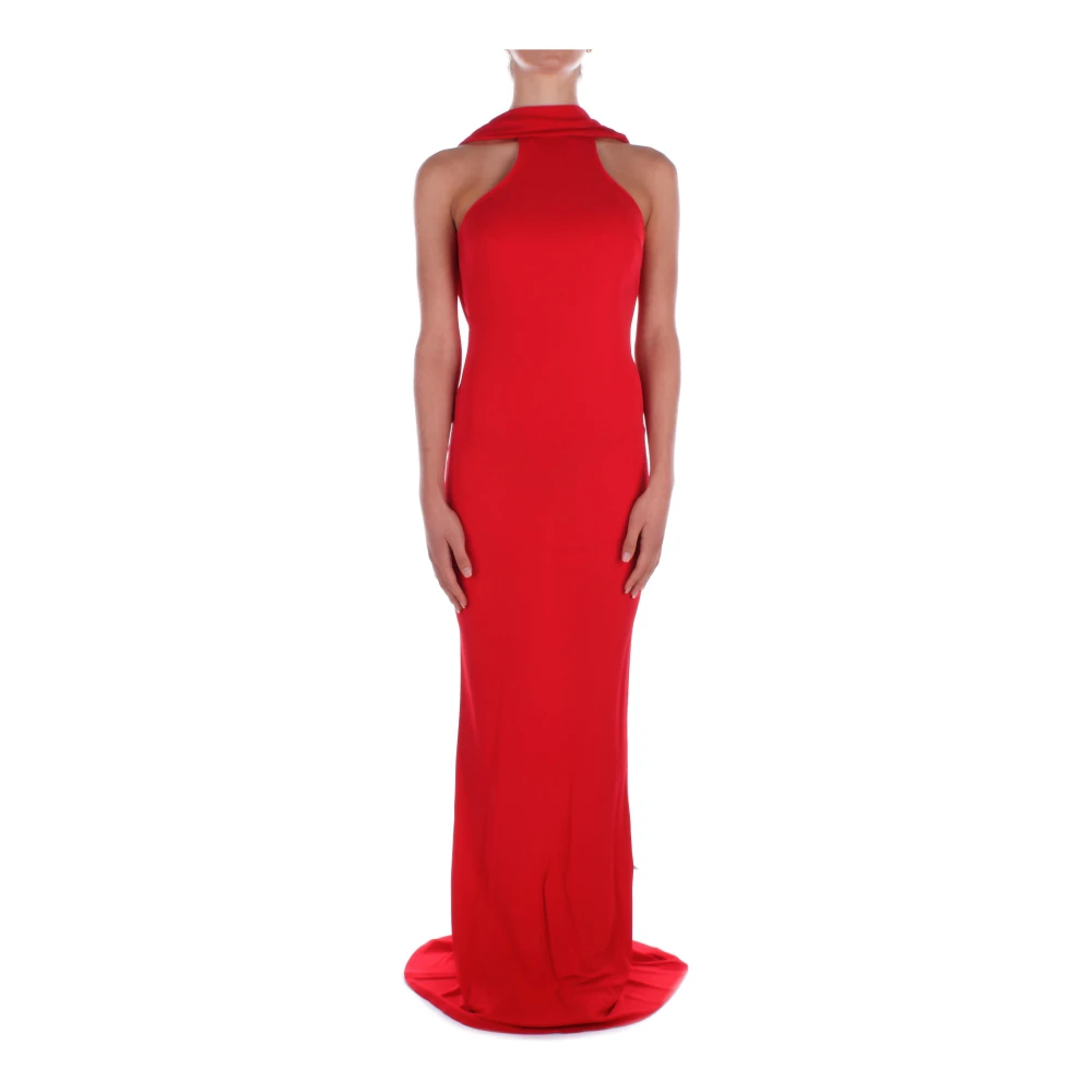 Elisabetta Franchi Red Carpet Rode Jurk Hanger Ketting Red Dames