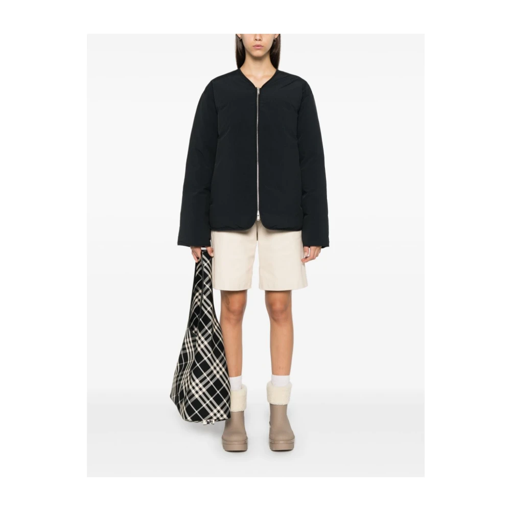 Jil Sander Zwarte Gewatteerde Donsjas Black Dames