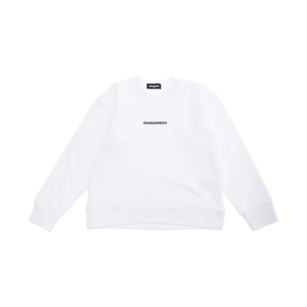 Dsquared2 Boys White Kids Sweatshirts, 14 Y, Logo Crewneck Sweatshirt