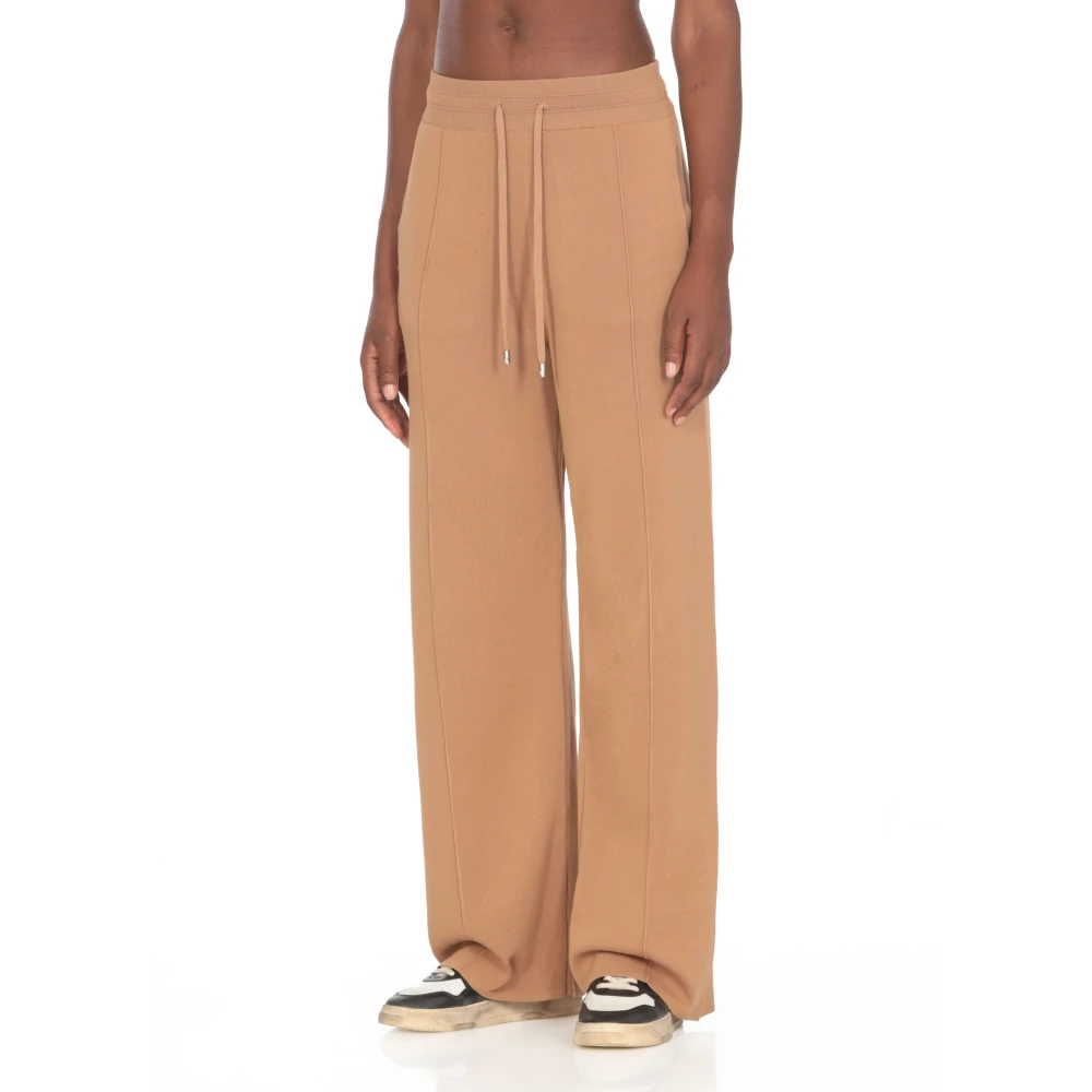 pinko Bruine Katoenen Broek Elastische Taille Koord Brown Dames