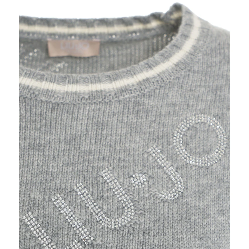 Liu Jo Logo Detail Gebreide Trui met Glitter White Dames