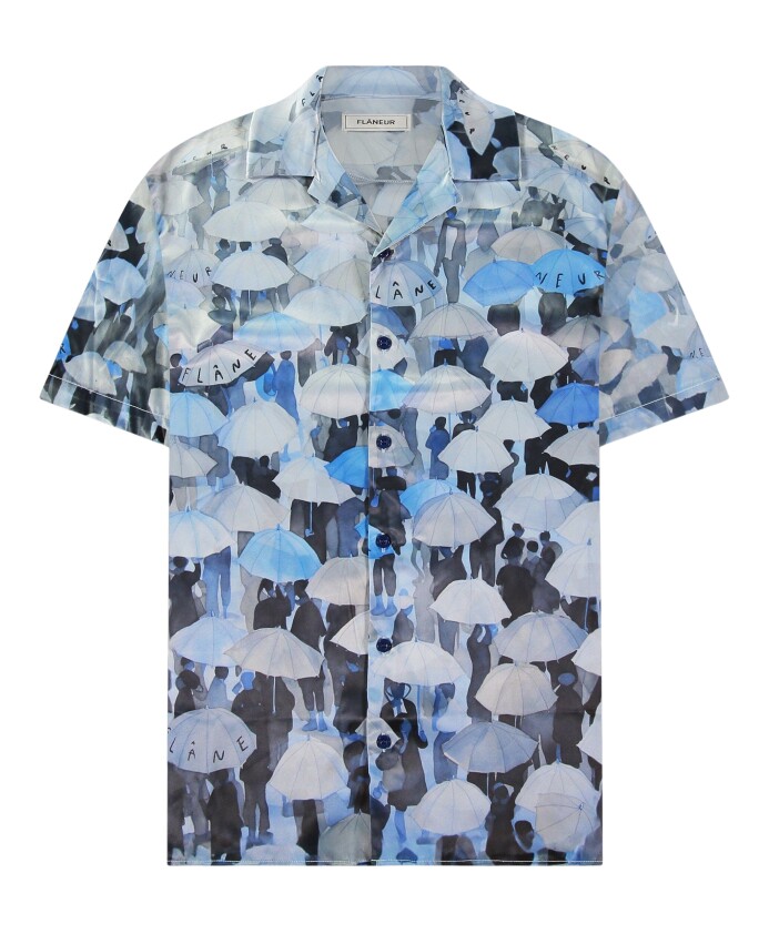 chemise-bleue-en-viscose-avec-parapluie