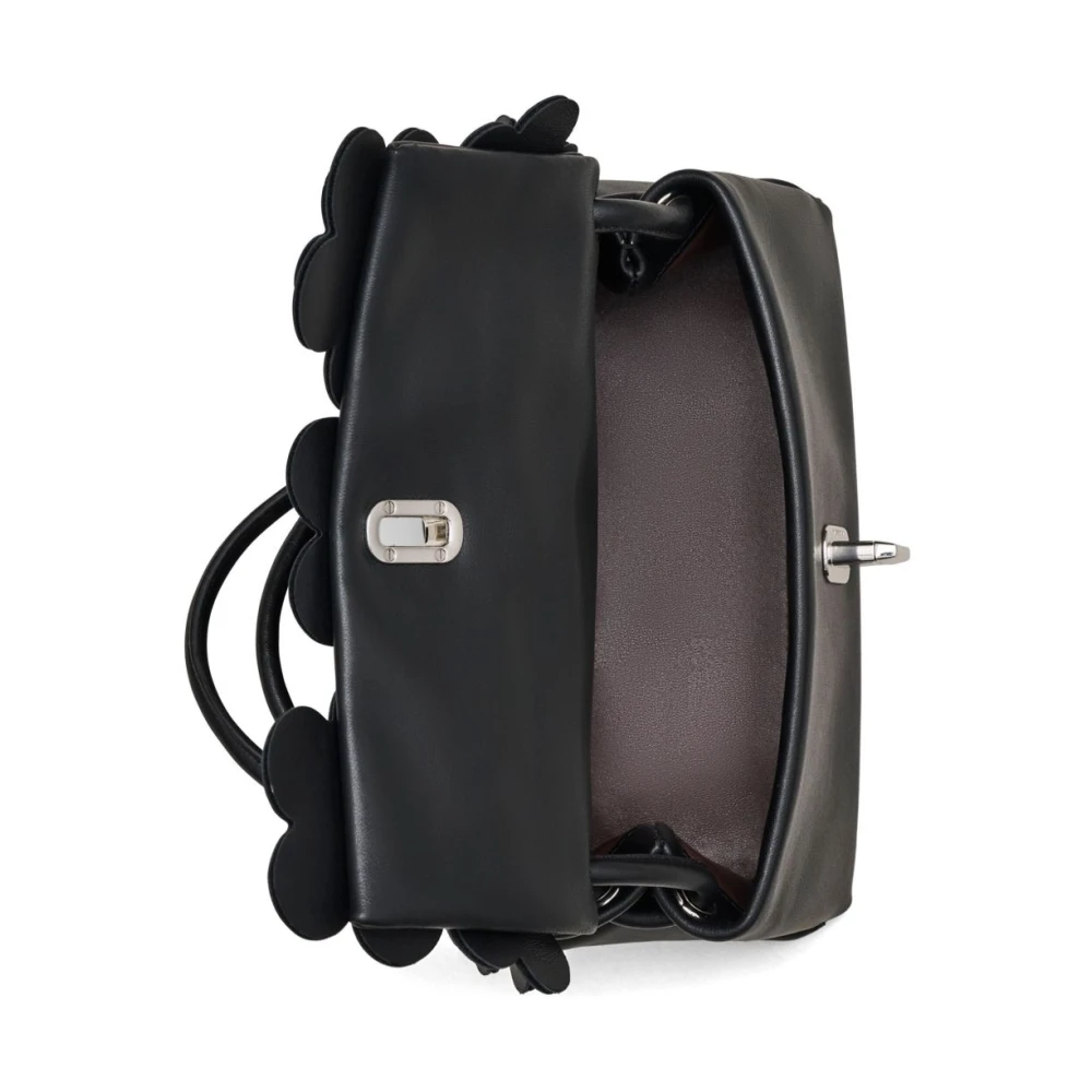 Marc Jacobs Zwarte Leren Dual Mini Tas met Bloemen Black Dames