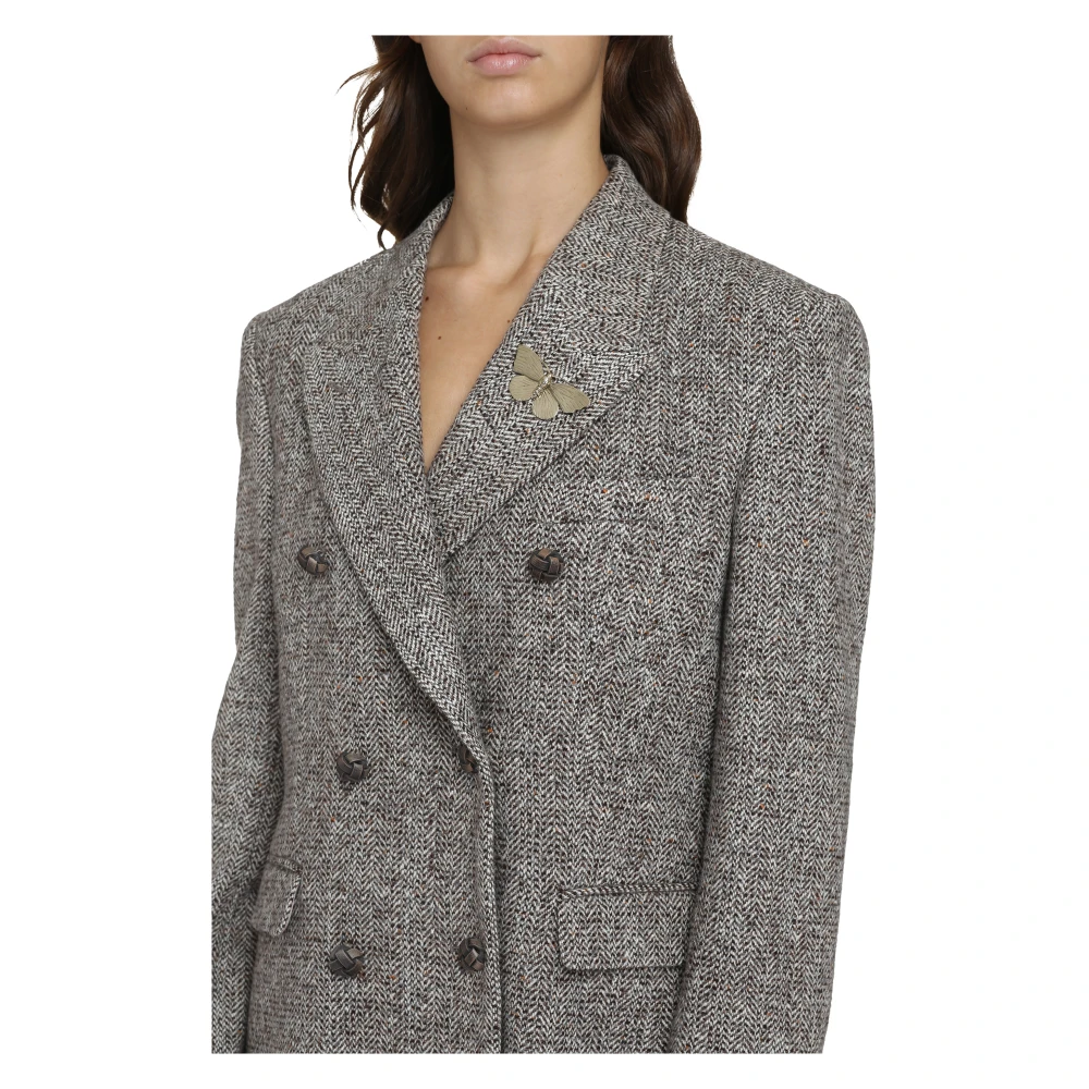 Golden Goose Gebreide Double-Breasted Blazer Gray Dames