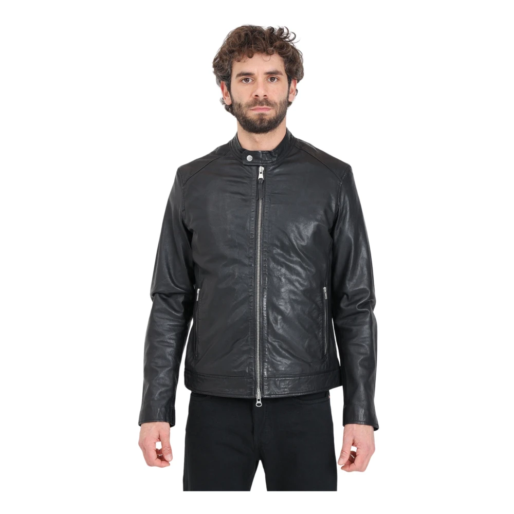 BomBoogie Leather Jackets Black Heren