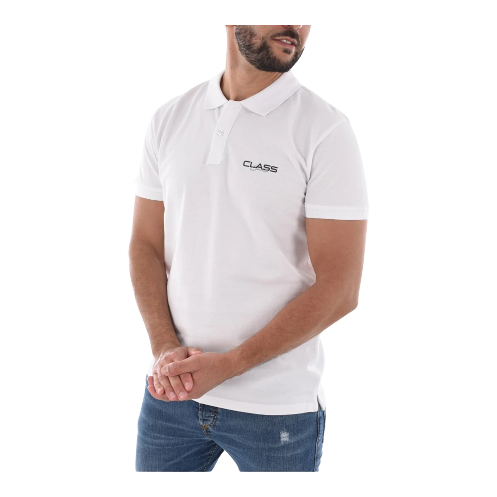 Cavalli Class Wit Katoenen Polo Shirt Petit Logo White Heren