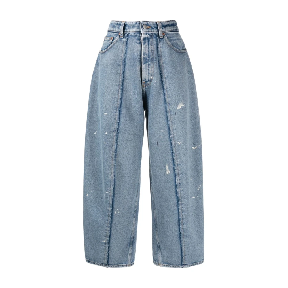MM6 Maison Margiela Fringed Oversized Denim Jeans Blue Dames