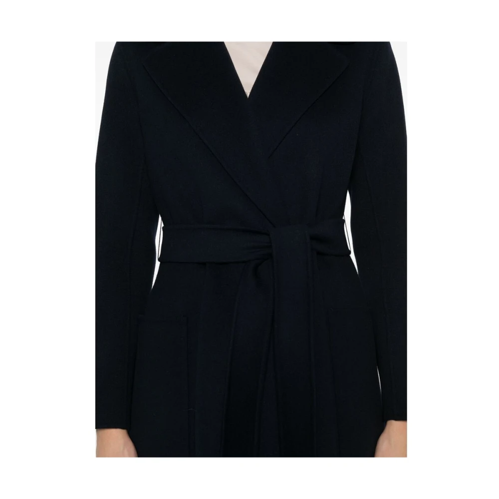 Max Mara Navy Blue Jas met Zelfstriksluiting Blue Dames
