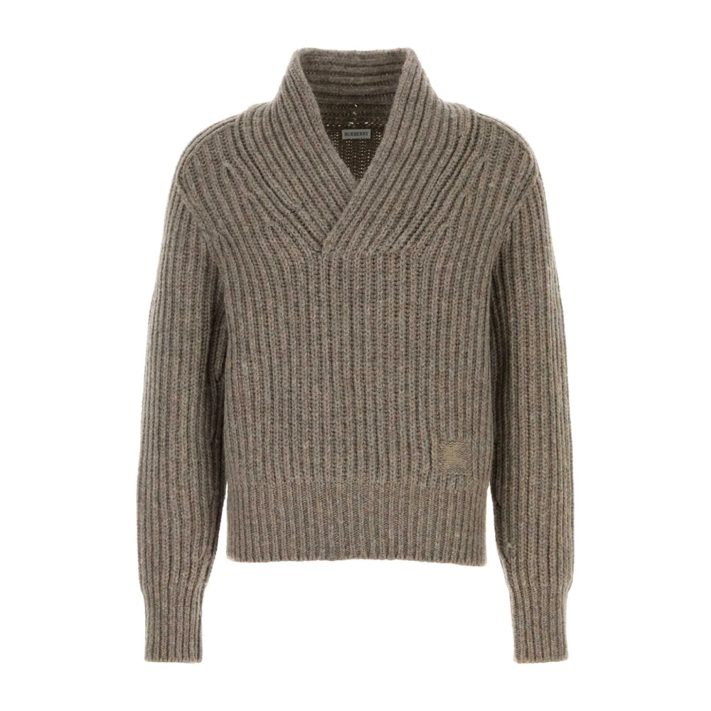 Burberry Men's Gray Shawl Collar Wool Sweater