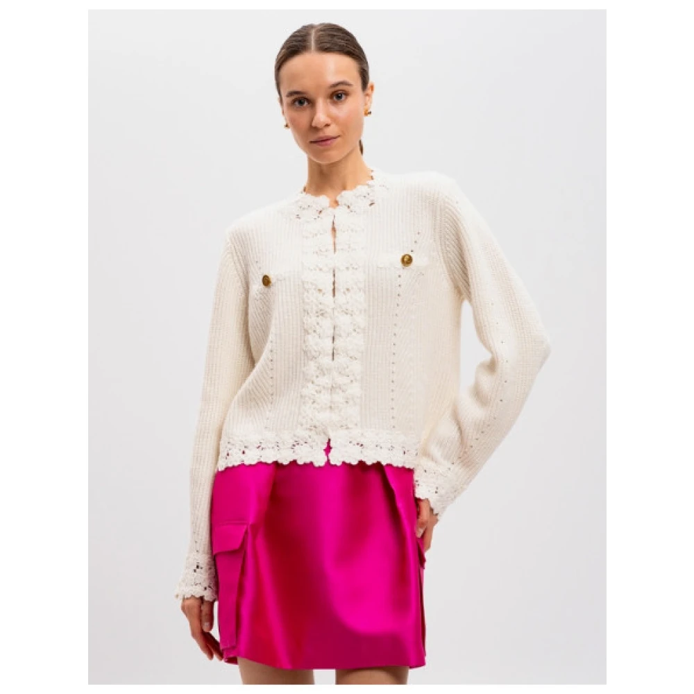 Twinset Gehaakte wollen blend vest White Dames