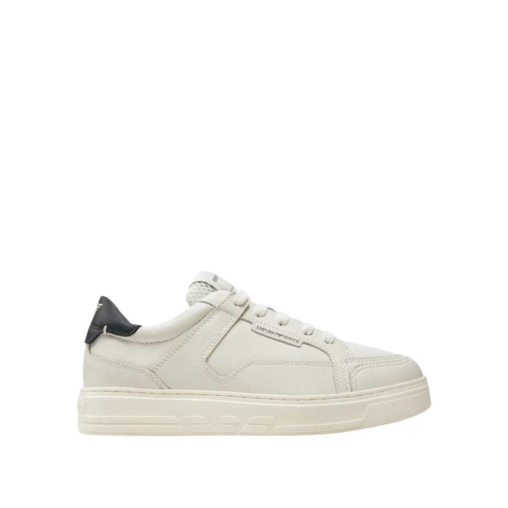Emporio Armani Men's White Martellata Sneakers With Aquila Motif
