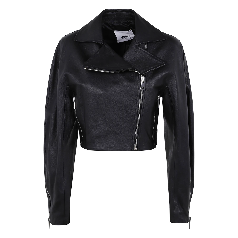 Erika Cavallini Kristallen Leren Jas Black Dames