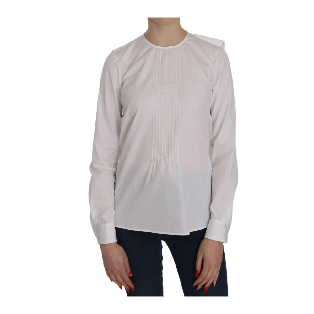 Dsquared2 White Blouses, Female, Xs, Pleated Blouse With Zipper Closure