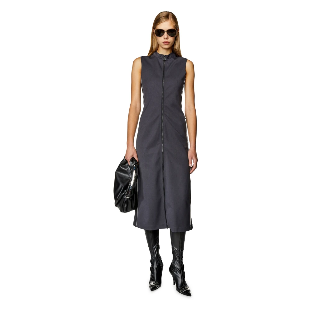 Diesel Midi dress in cool wool and tech fabric Gray Dames