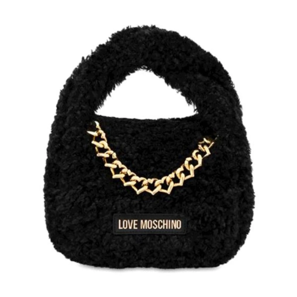 Love Moschino Women's Black Teddy Fur Handbag With Shoulder Strap
