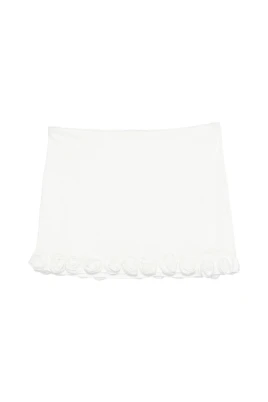 Rose-appliqué Mini Skirt
